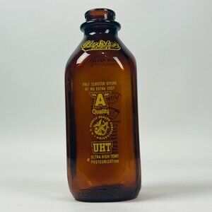 Vintage 1963 Vita Glow Cloister Dairy Brown Quart Milk Bottle UHT
